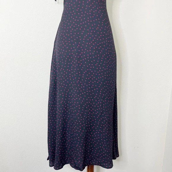 Reformation Talita Midi Dress Navy Blue and Red Tie Shoulders - Picture 6 of 15